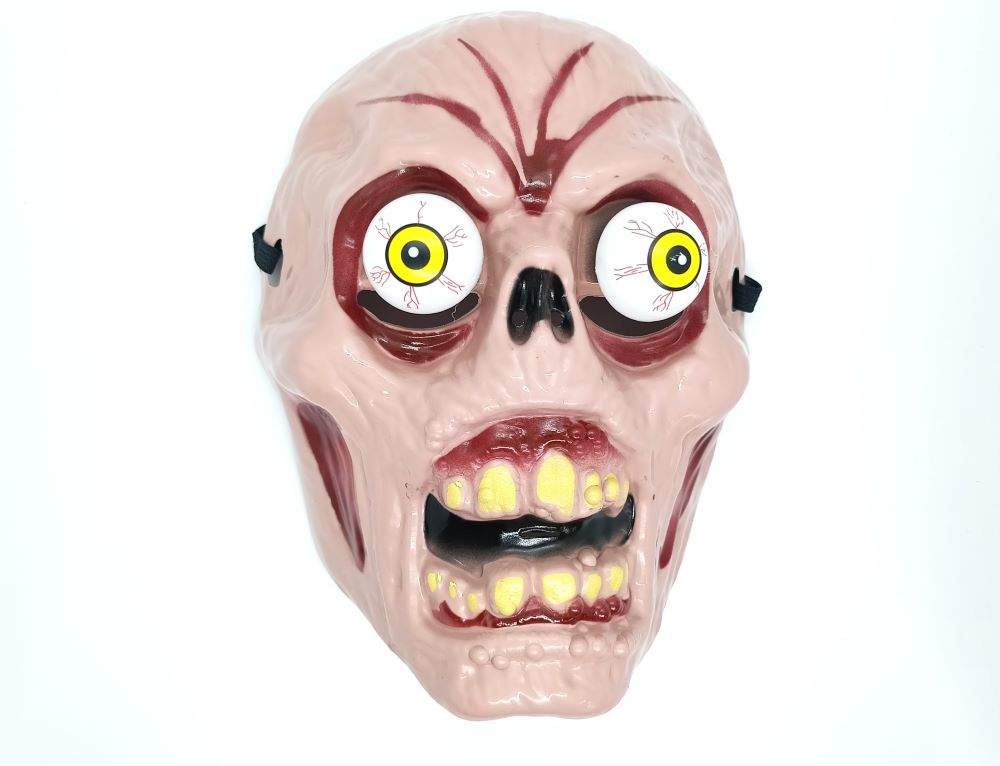 GHOST MASK WITH SPRING MOVEABLE EYES / HALLOWEEN PARTY GHOST MASK